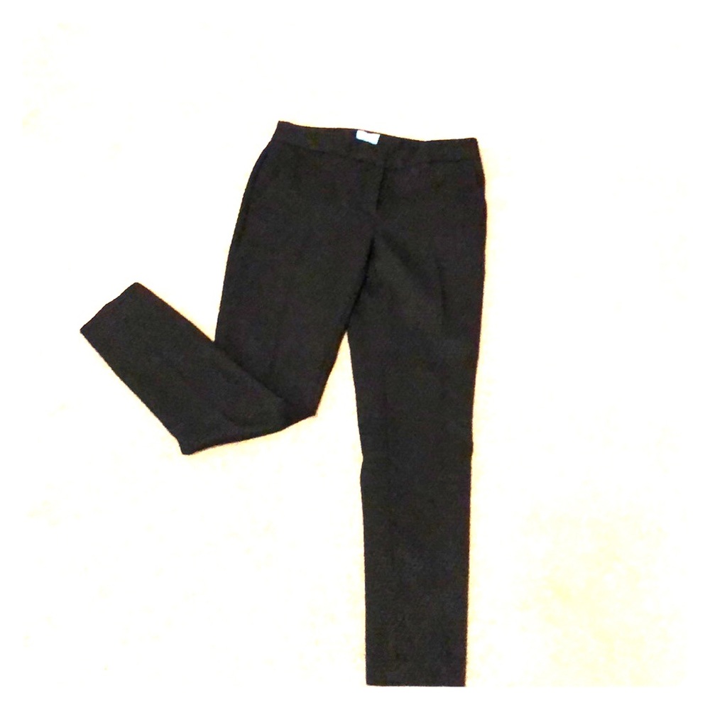 Black dress pants, pencil cut.